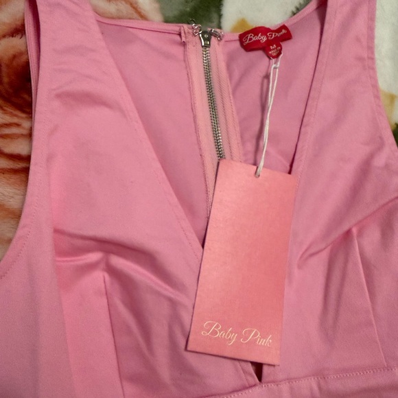 Pink Sleeveless A-Line Dress with Front Button Detail - Picture 4 of 5